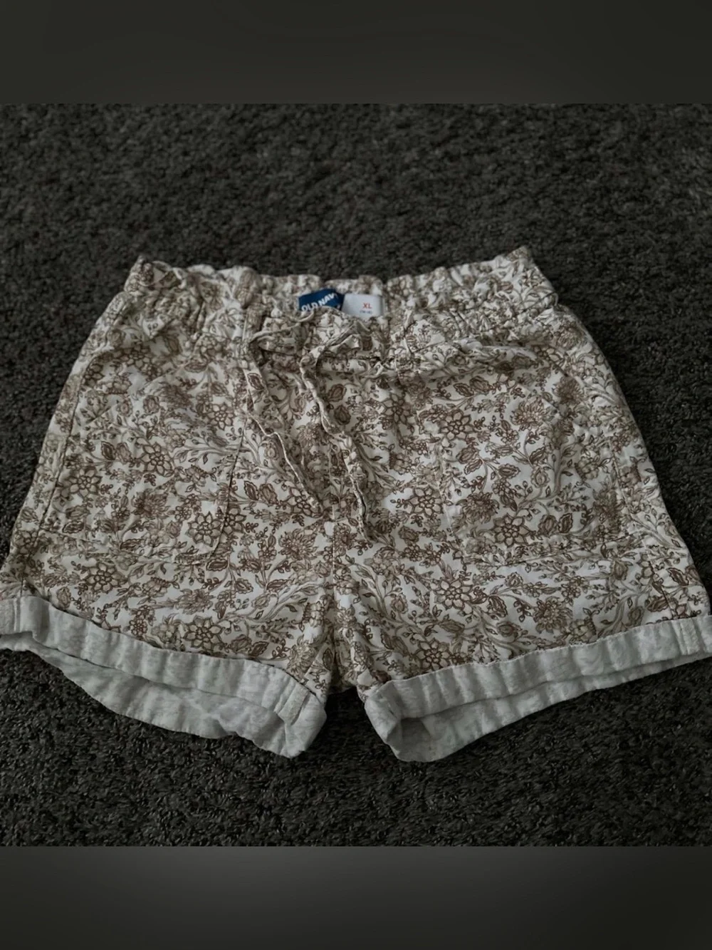 Old Navy Tan Floral Kids Shorts XL 0285